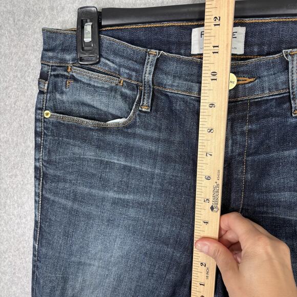 Frame Jeans Size 31 Le High Skinny Ankle Stretch Dark Distressed Harvard USA - Picture 6 of 13